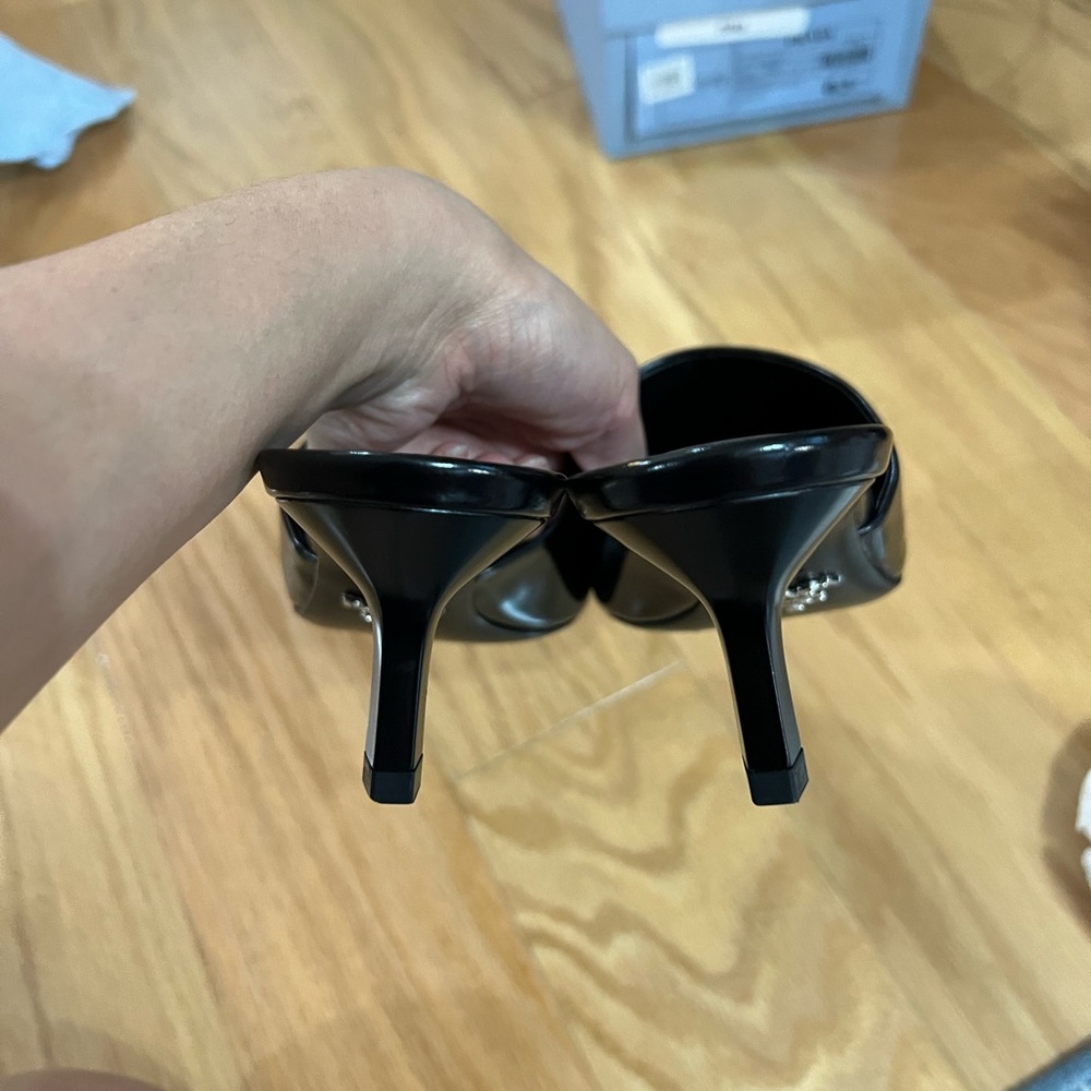 NEW Prada Logo Pointed Toe Mules in Black - Picture 7 of 11